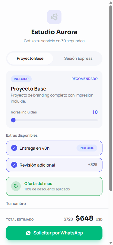 Cada extra, transparente